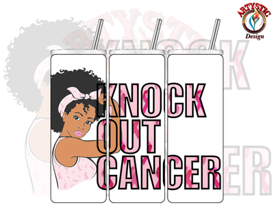 Knock Out Cancer with African American Rosie the Riveter Tumbler